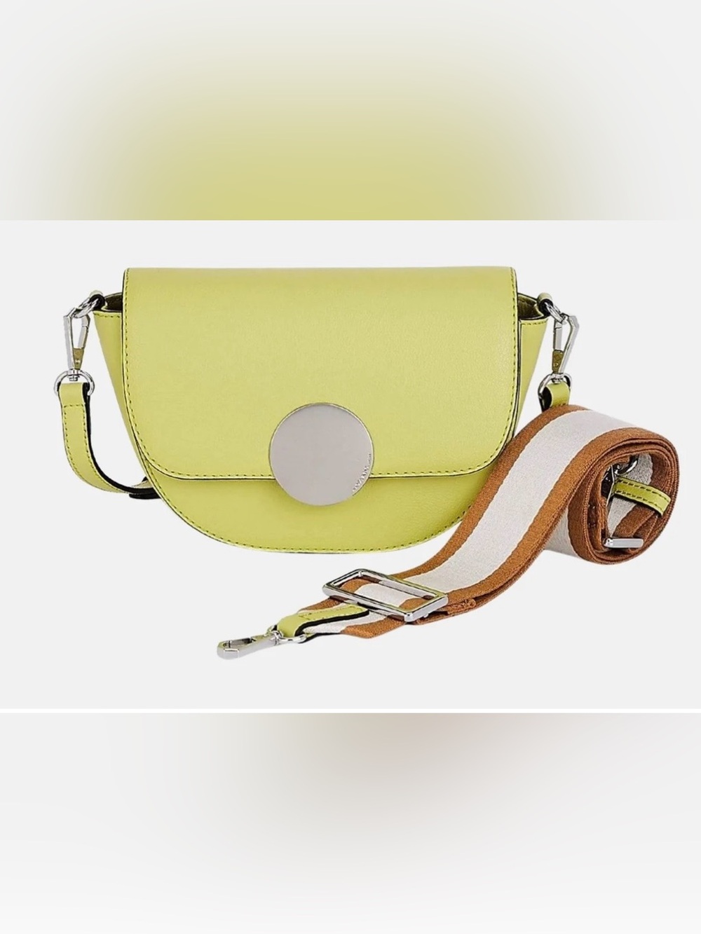 Oryany Lottie Saddle Crossbody in Baby Green/Yellow